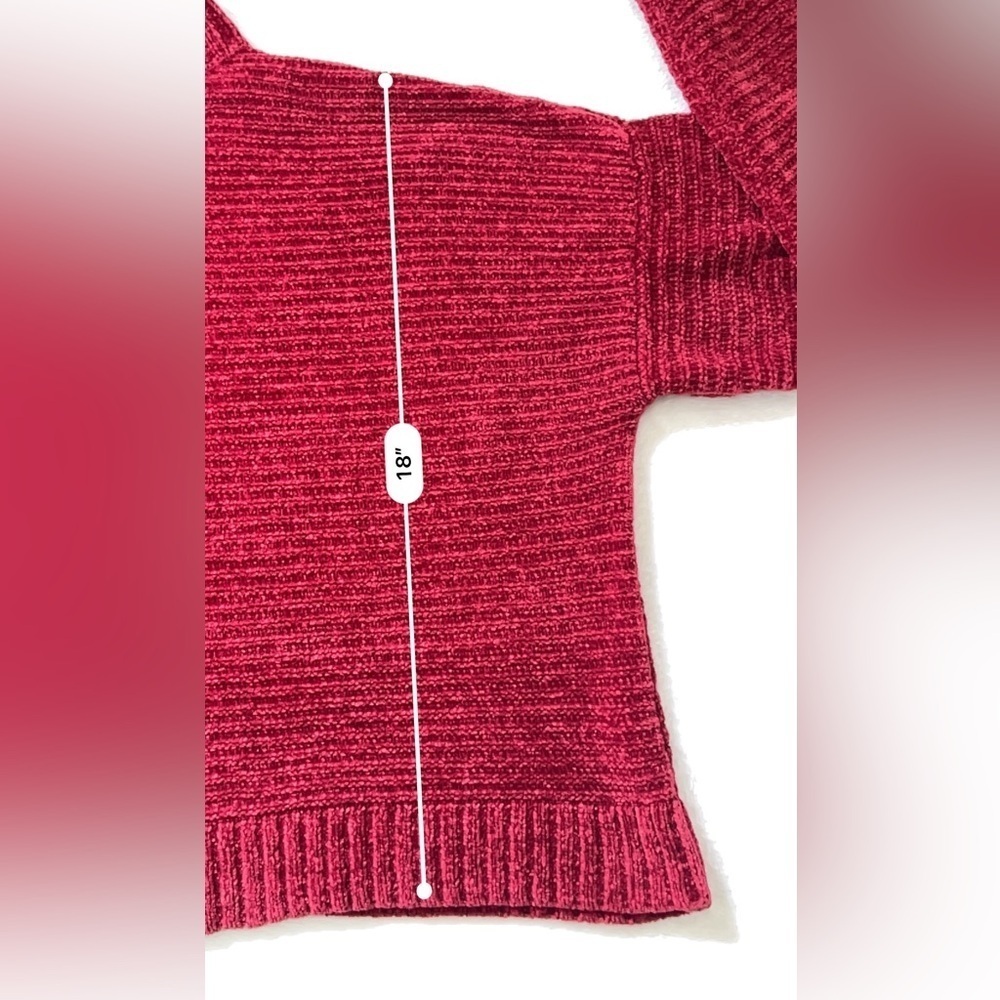 Forever 21 Chenille Maroon Mock Neck Crop Sweater - Size L - Picture 7 of 13